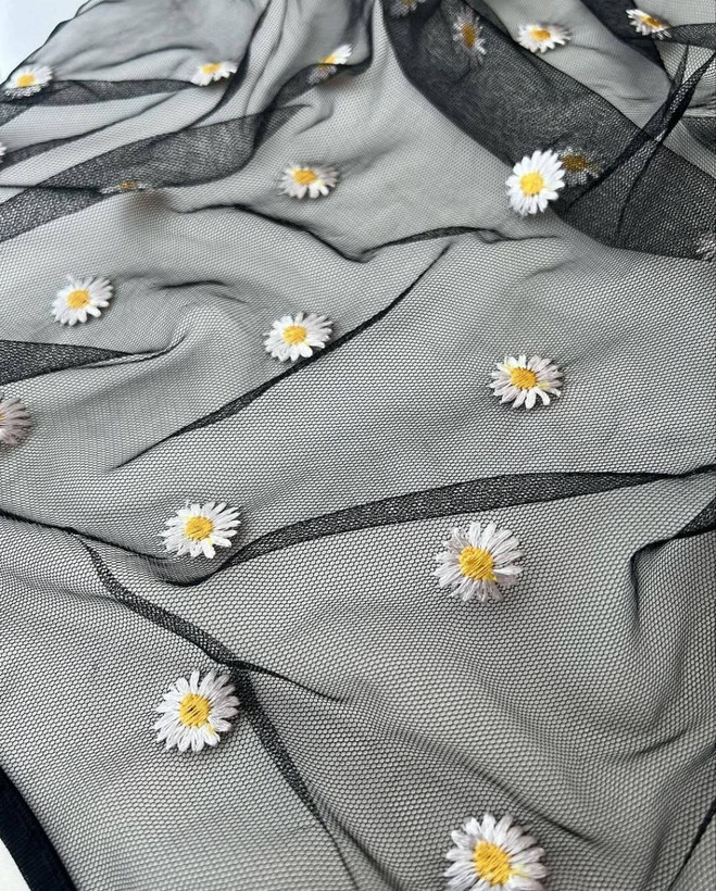 مینی اسکارف گل بابونه توری