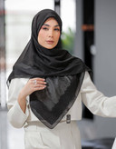 روسری مشکی نخی ژاکارد وارداتی قواره 100
