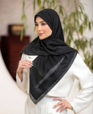 روسری مشکی نخی ژاکارد وارداتی قواره 100