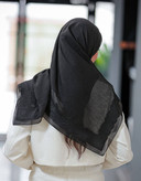 روسری مشکی نخی ژاکارد وارداتی قواره 100