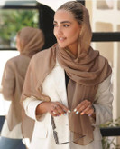 شال زنانه حریر حاشیه پولک دوزی