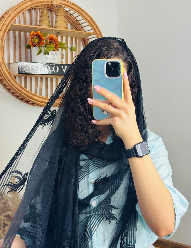 شال زنانه مزونی دانتل مشکی