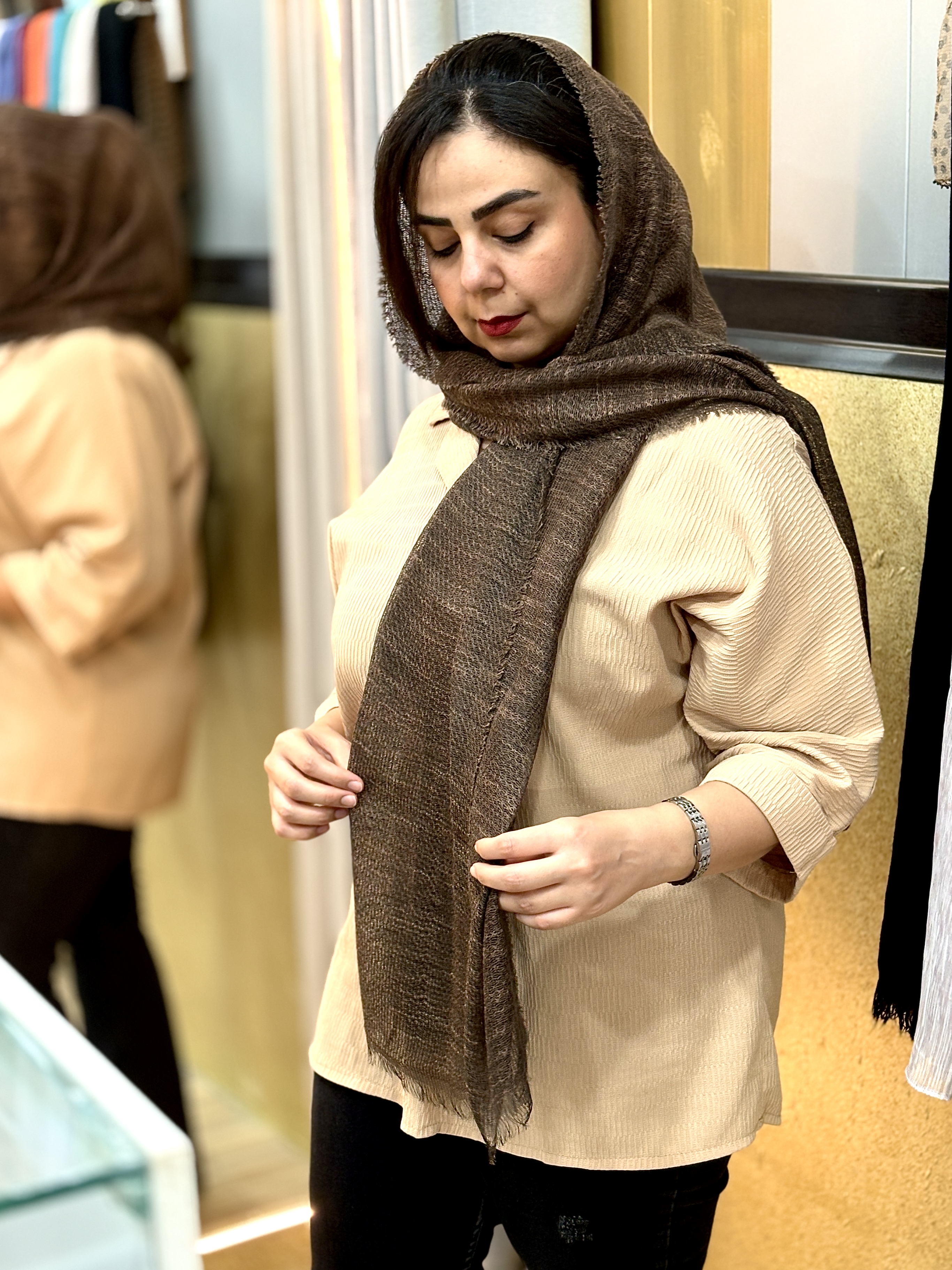 شال زنانه کنفی حصیری